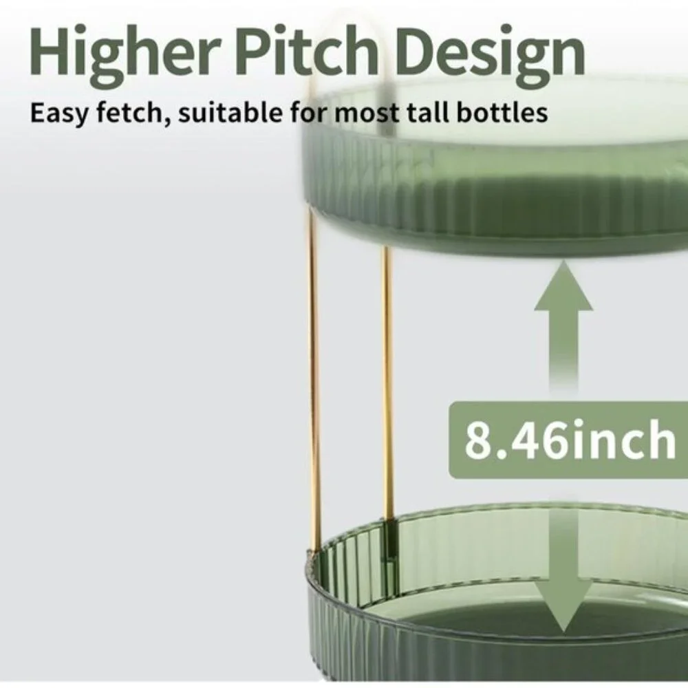 New 360° Rotating Makeup Organizer, 2-Tier Green Vanity & Skincare Storage Rack